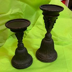 Pillar Candle Holders - set of 2 Brown